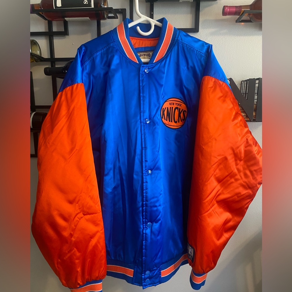 Hardwood classics vintage New York Knicks jacket. Color Blue & Orange